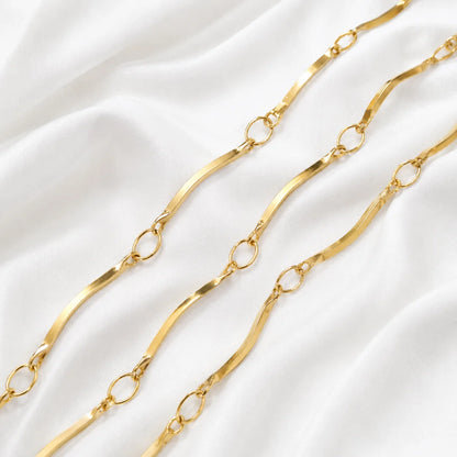 1 Ft 18K Gold Plated Stainless Steel Twisted Link Chain