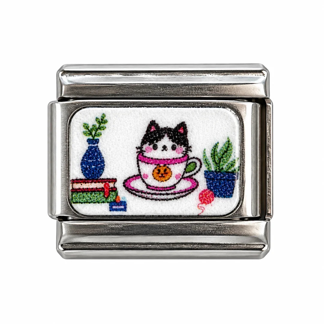 Stainless Steel | Cute Cat Tea Cup Italian Charm