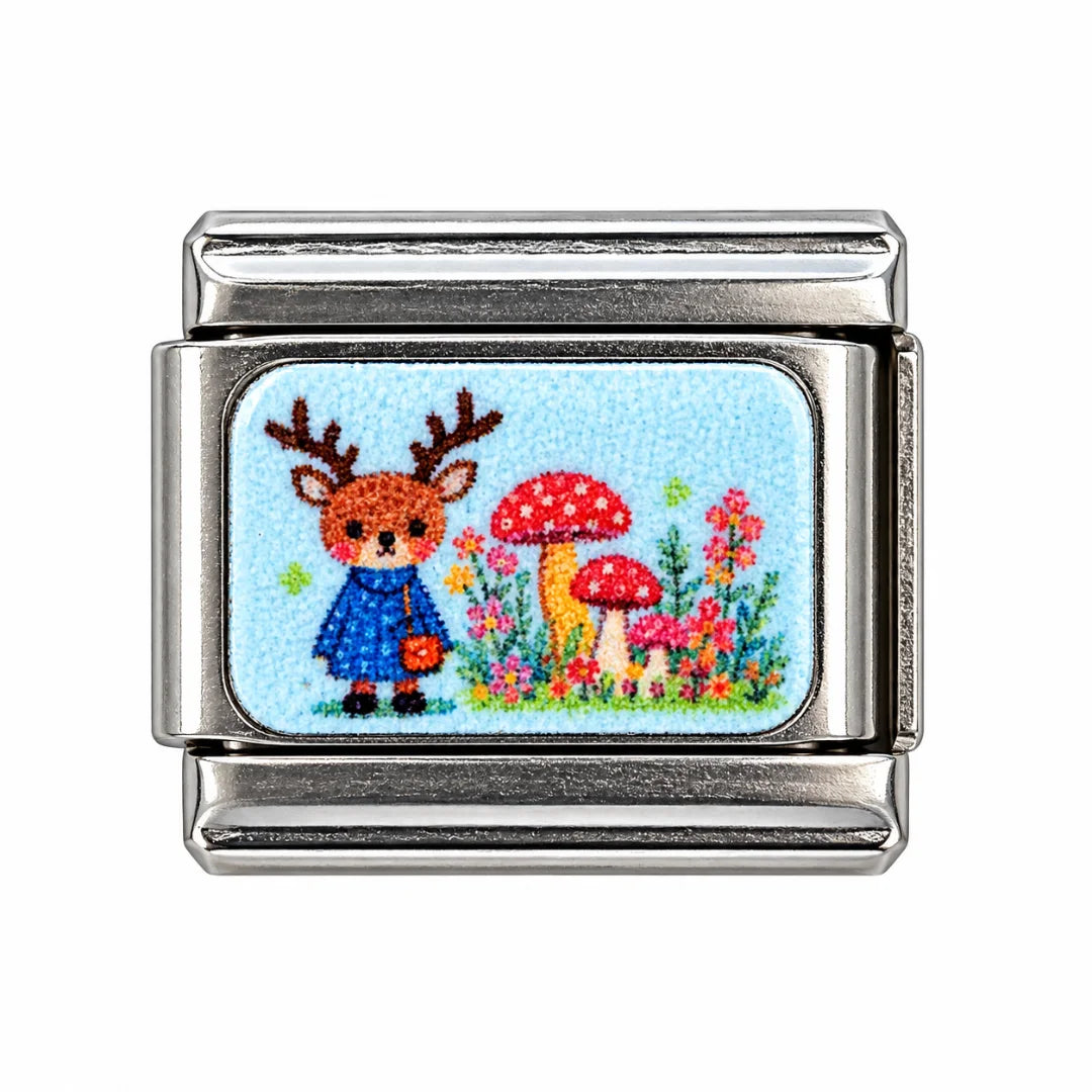 Stainless Steel | Cute Deer & Mushroom Italian Charm