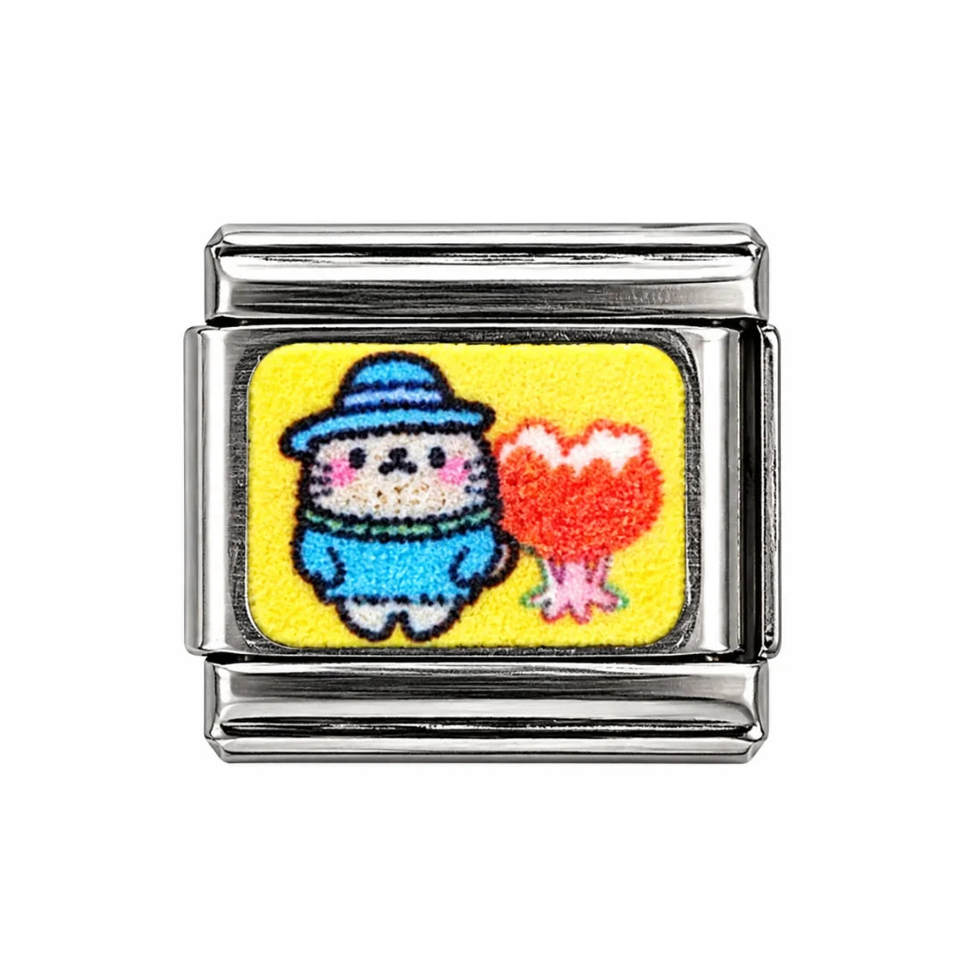 Stainless Steel | Bear Heart Balloon Italian Charm