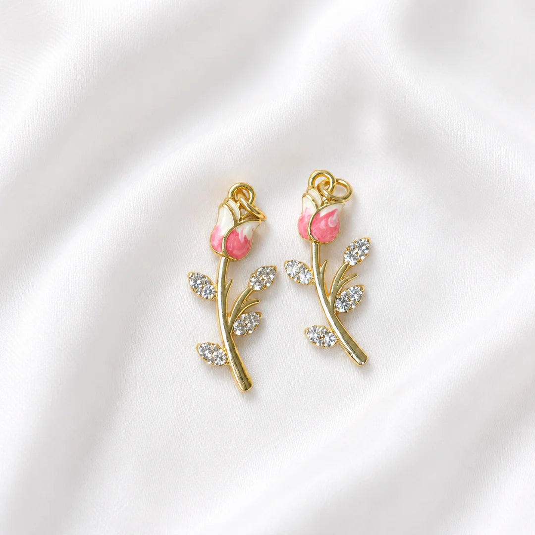 Stainless Steel | Pink Bloom Drop Charm
