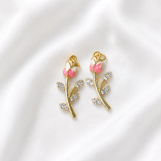 Stainless Steel | Pink Bloom Drop Charm