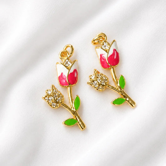 Stainless Steel | Pink Tulip Flower Charm