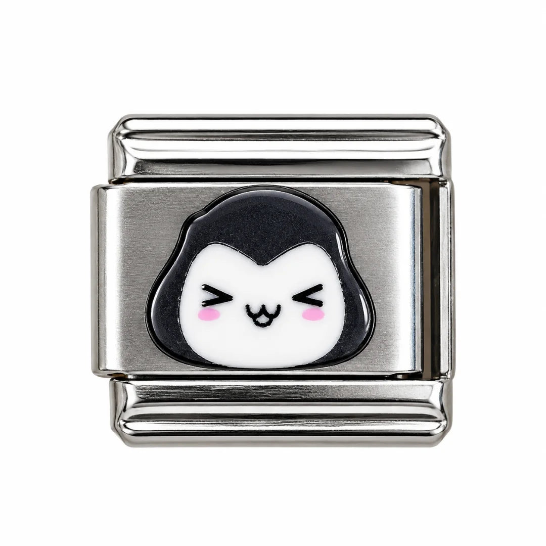 Stainless Steel | Black & White Cat Italian Charm