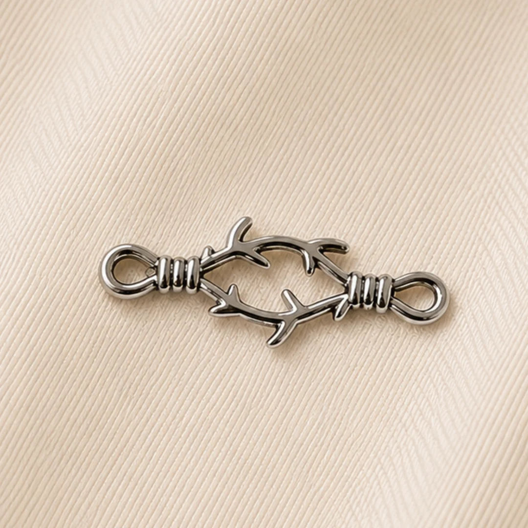Silver Stainless Steel | Barbed Wire Connector Tone Charm
