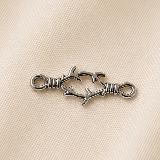 Silver Stainless Steel | Barbed Wire Connector Tone Charm