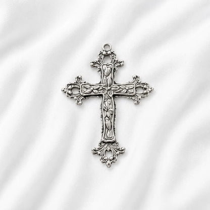 Gothic Floral Cross Charm | 75x55 mm