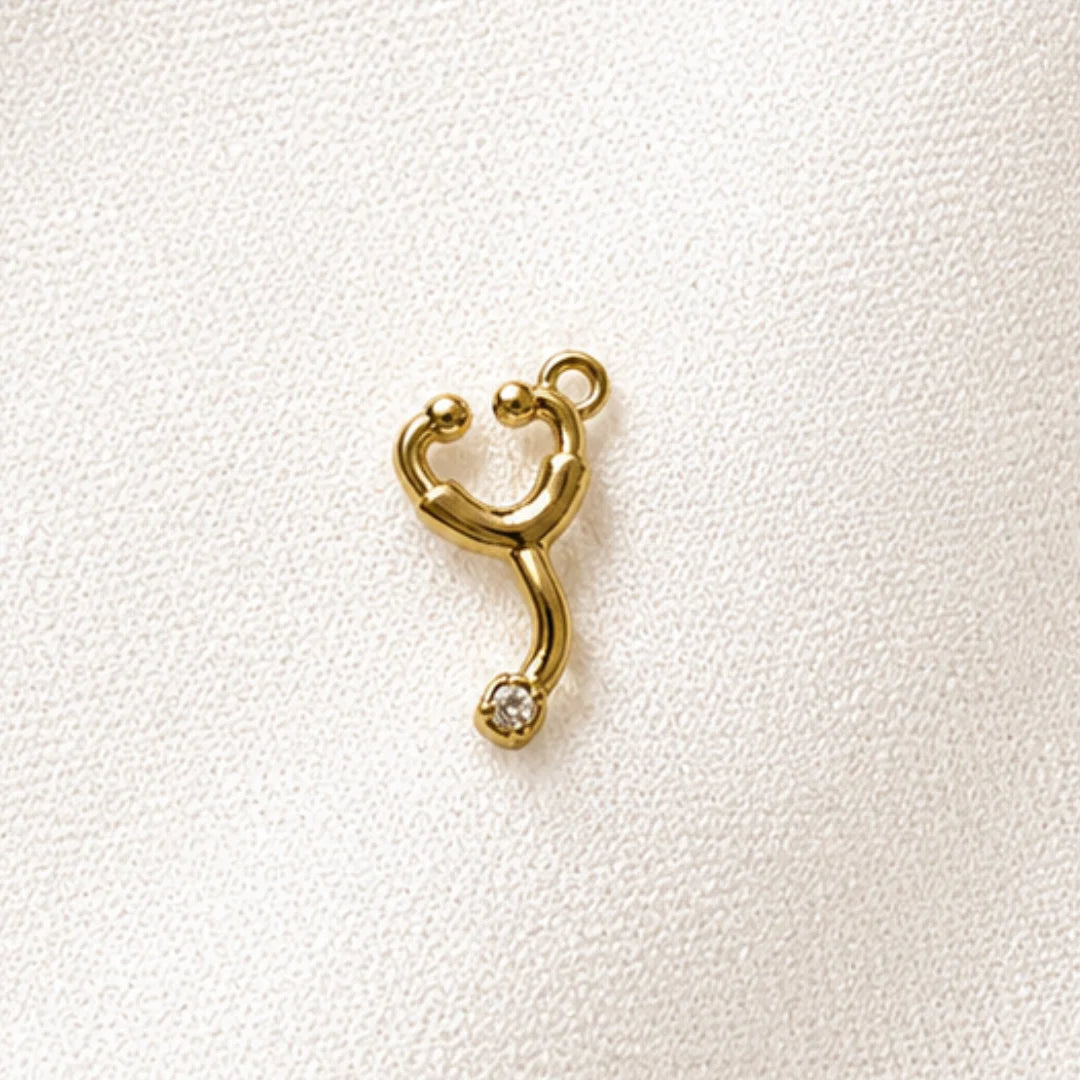 18K PVD Plated Stainless Steel | Stethoscope Charm