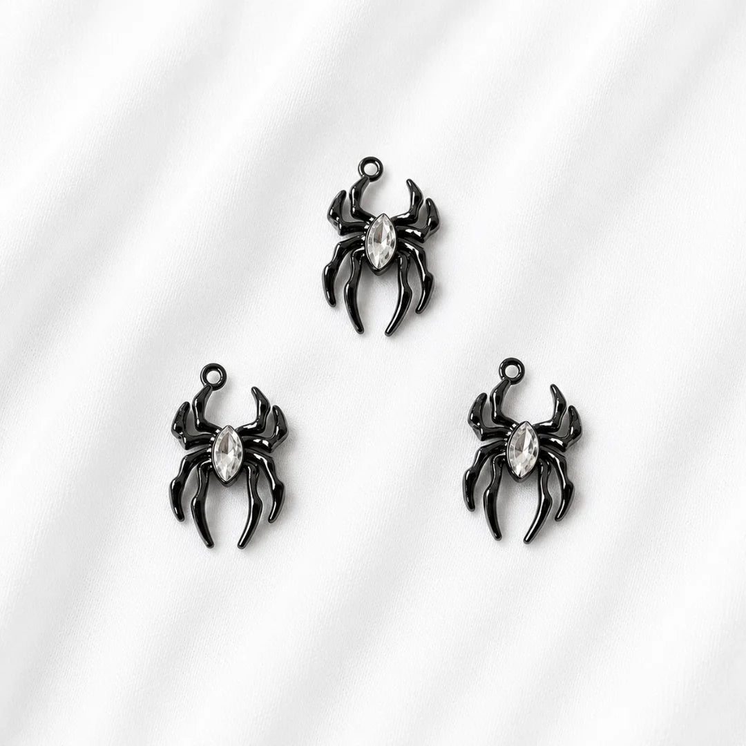 Stainless Steel Antique Silver Toned Alloy Spider Charm