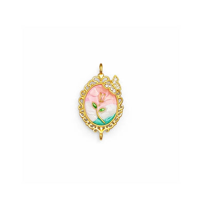 Stainless Steel | 30x17 mm | Spring Blossom Frame Charm