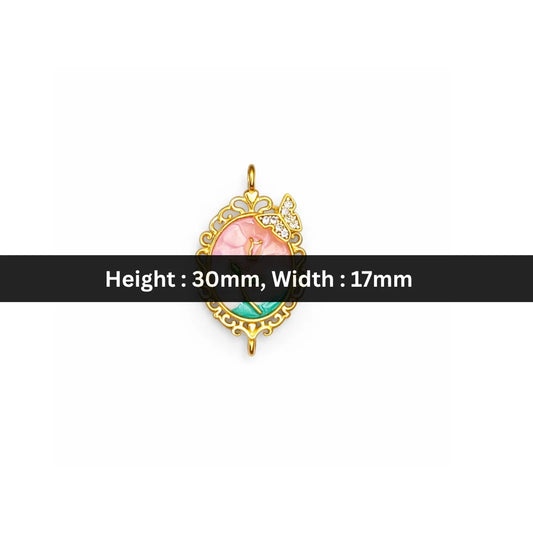 Stainless Steel | 30x17 mm | Spring Blossom Frame Charm