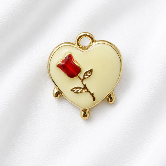 Stainless Steel | 20x18 mm | Heart Rose Charm