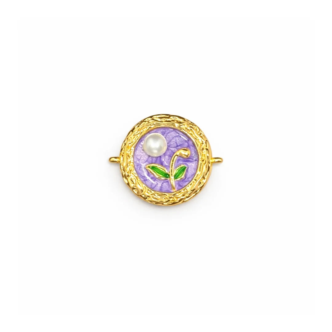 Stainless Steel | 24 mm | Moonlit Bloom Round Connector Charm