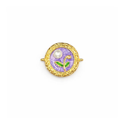 Stainless Steel | 24 mm | Moonlit Bloom Round Connector Charm