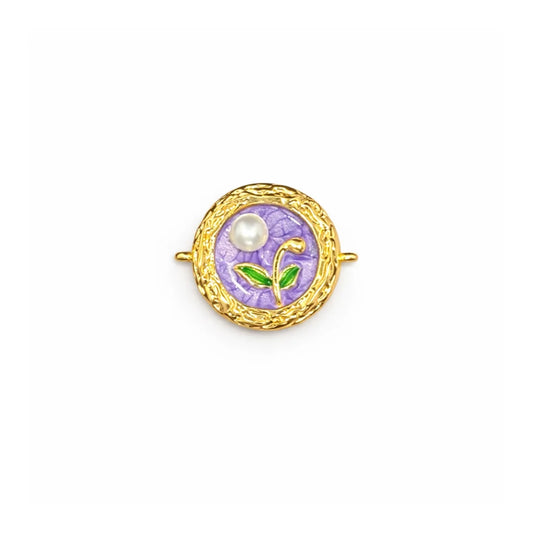 Stainless Steel | 24 mm | Moonlit Bloom Round Connector Charm