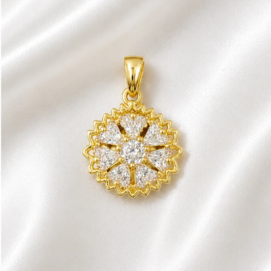Stainless Steel | 22x22 mm | Zircon Crystal Aurora Starburst Pendant