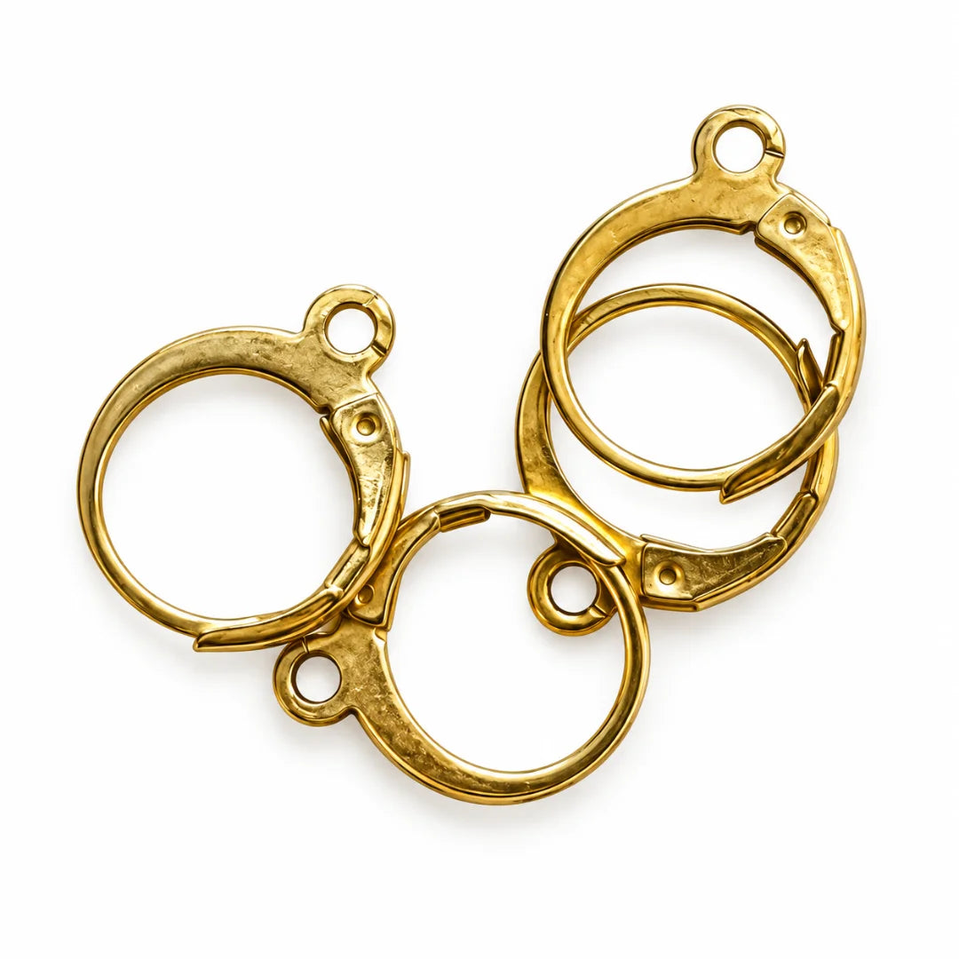 Stainless Steel | Gold Plated Earring Lever Back Pair of Earring Hoops | 13 mm (W)