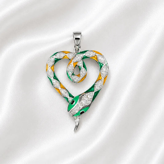Stainless Steel | 33x22 mm | Zircon Crystal Snake Pendant
