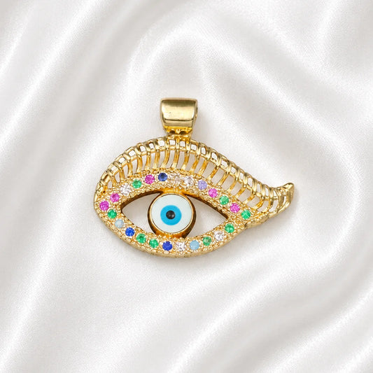 Stainless Steel | 22x25 mm | Luxe Multicolor Evil Eye Pendant