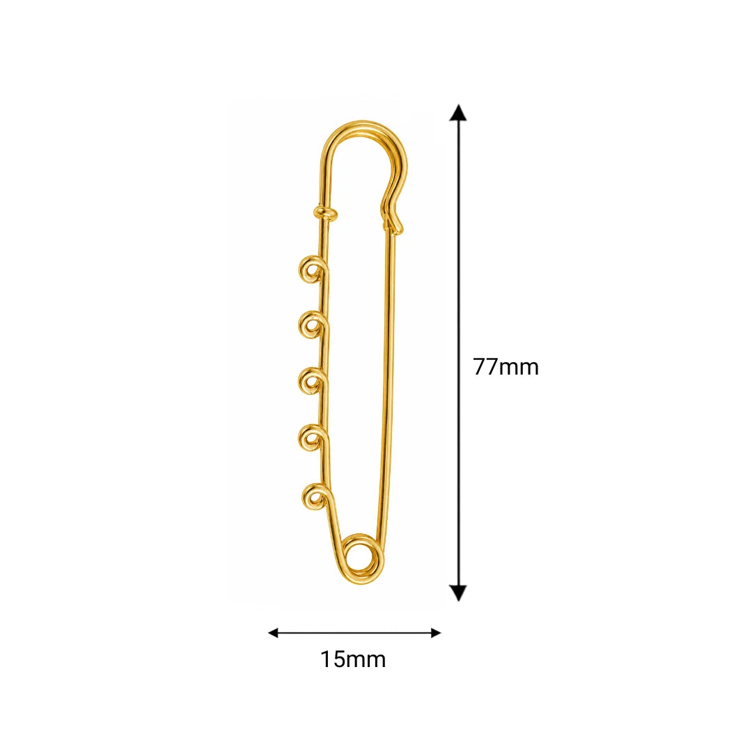 Stainless Steel | Gold Plated Multi Loop Safety Pin Brooch