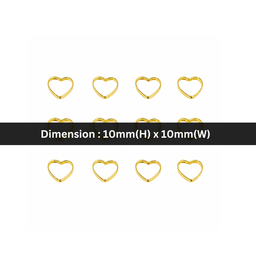 Stainless Steel | 10x10 mm | Golden Hollow Heart Spacers
