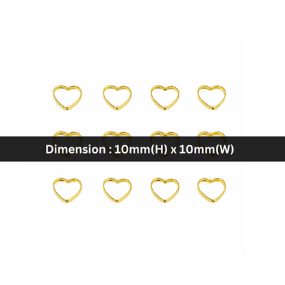Stainless Steel | 10x10 mm | Golden Hollow Heart Spacers