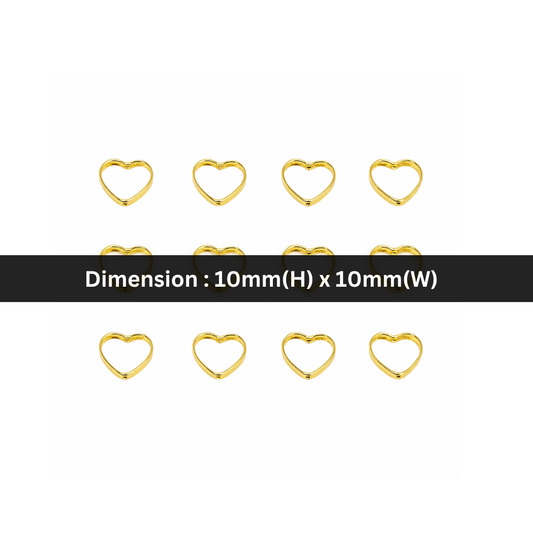 Stainless Steel | 10x10 mm | Golden Hollow Heart Spacers