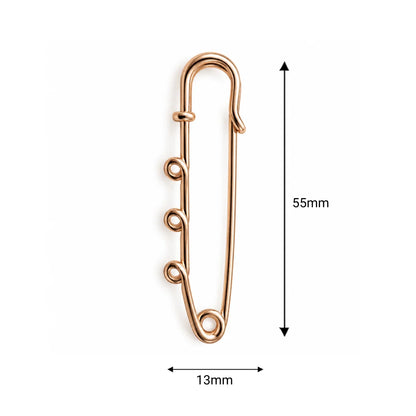 Stainless Steel | Gold Plated Multi Loop Safety Pin Brooch