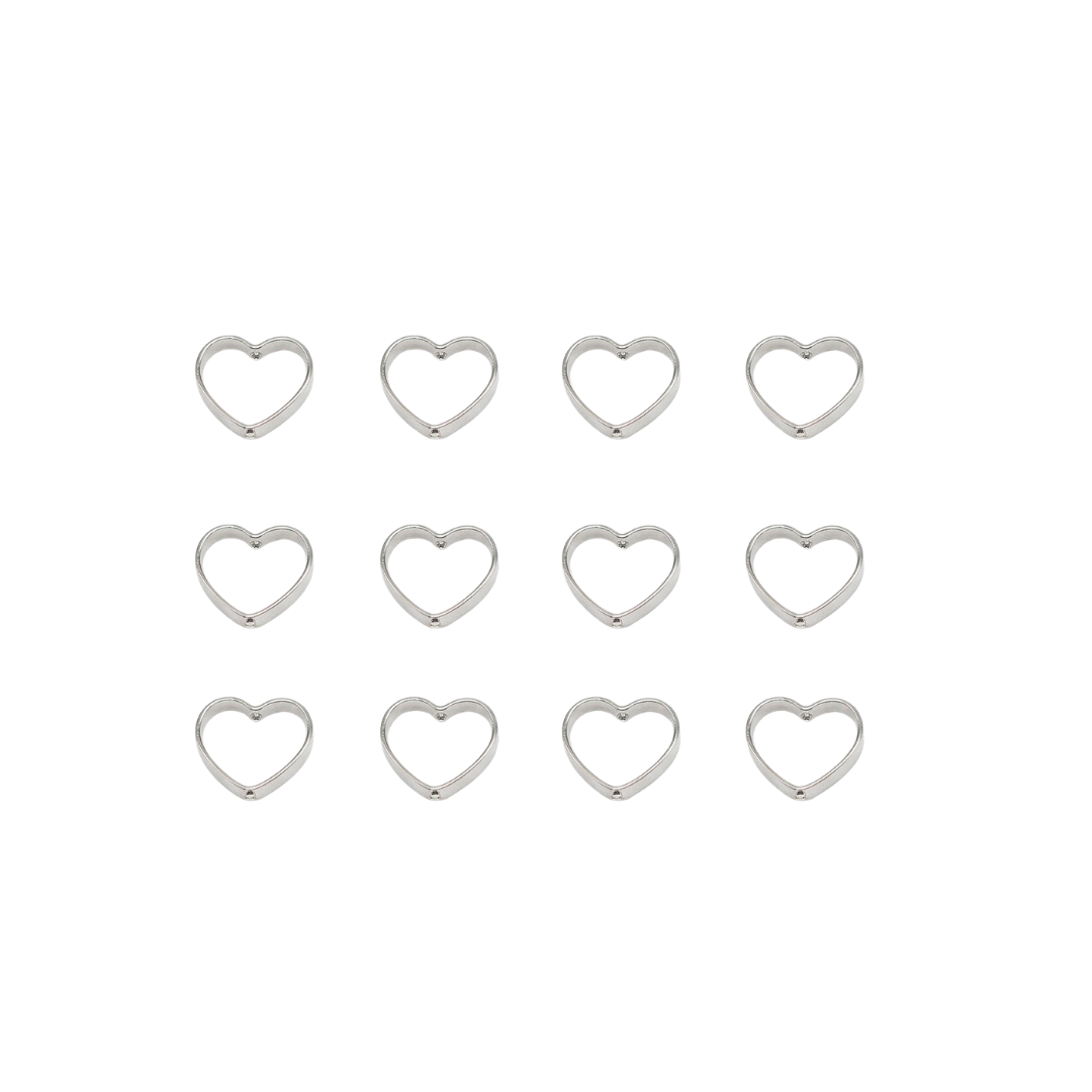 Stainless Steel | 10x10 mm | Silver Hollow Heart Spacers