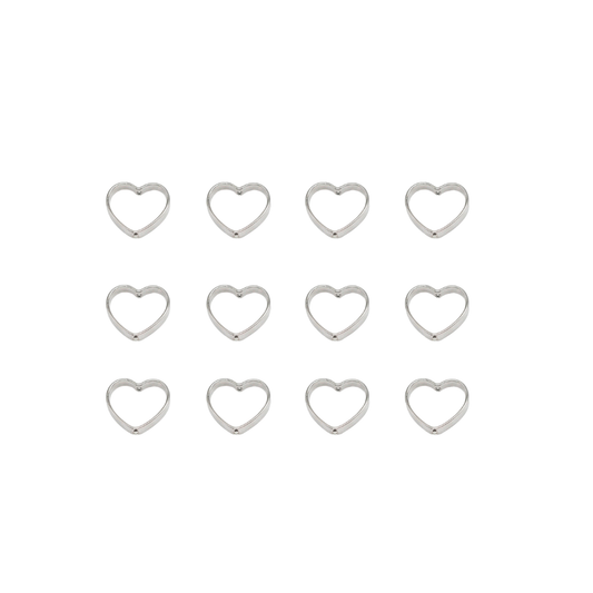 Stainless Steel | 10x10 mm | Silver Hollow Heart Spacers