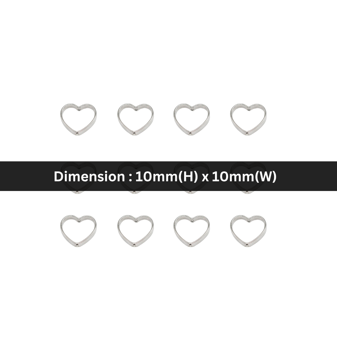 Stainless Steel | 10x10 mm | Silver Hollow Heart Spacers