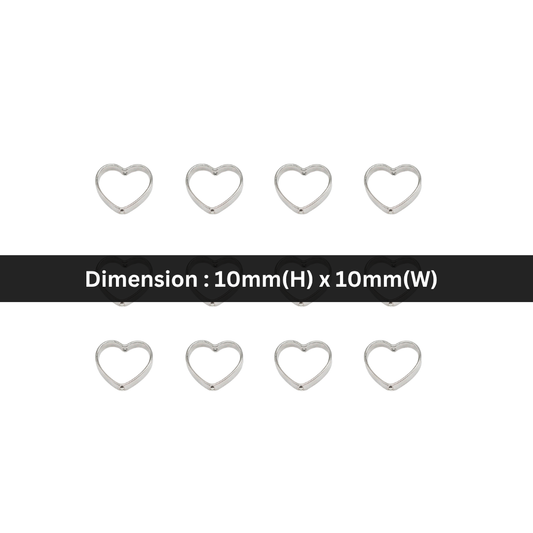 Stainless Steel | 10x10 mm | Silver Hollow Heart Spacers