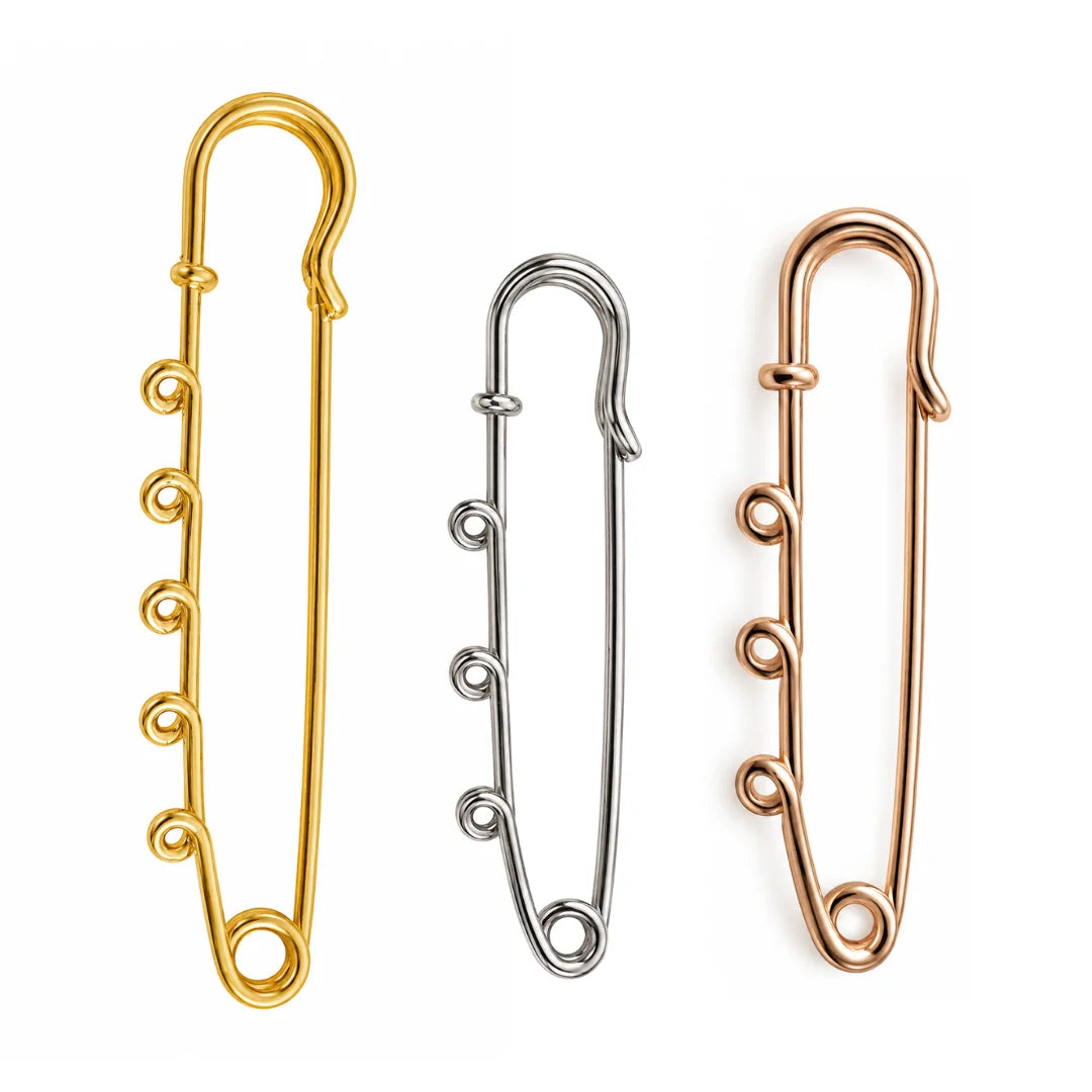 Stainless Steel | Gold Plated Multi Loop Safety Pin Brooch