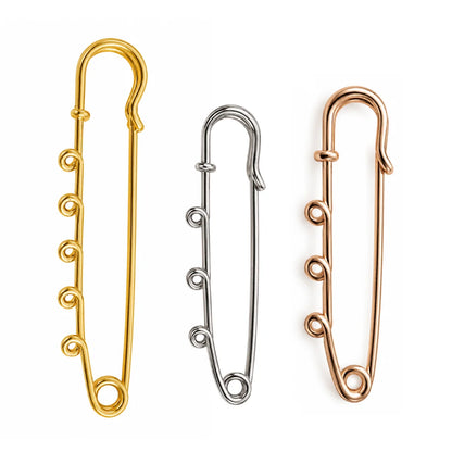 Stainless Steel | Gold Plated Multi Loop Safety Pin Brooch