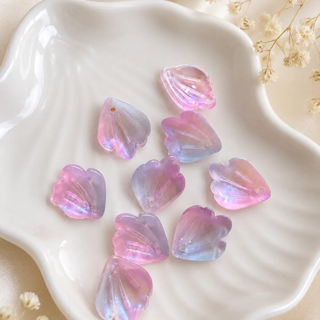 Iridescent Glass Petal Beads | 1.4x1.6 cm
