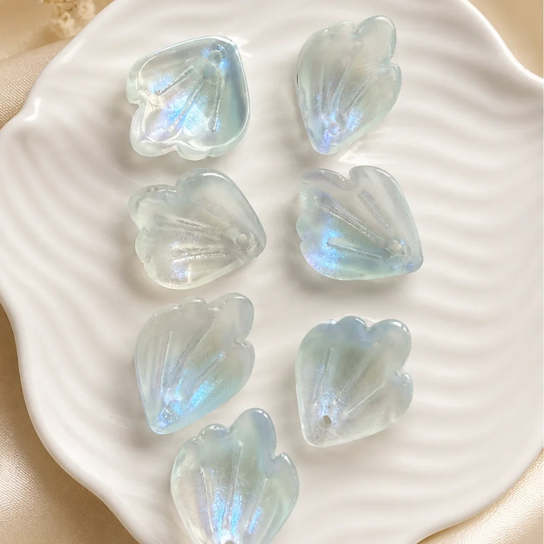 Iridescent Glass Petal Beads | 1.4x1.6 cm