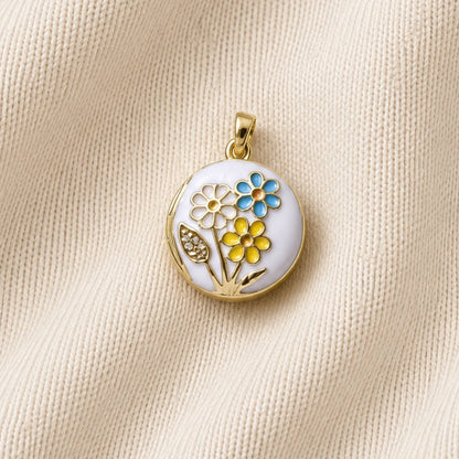 Stainless Steel | Enamel Gold Plated Floral Keepsake Openable Lockets