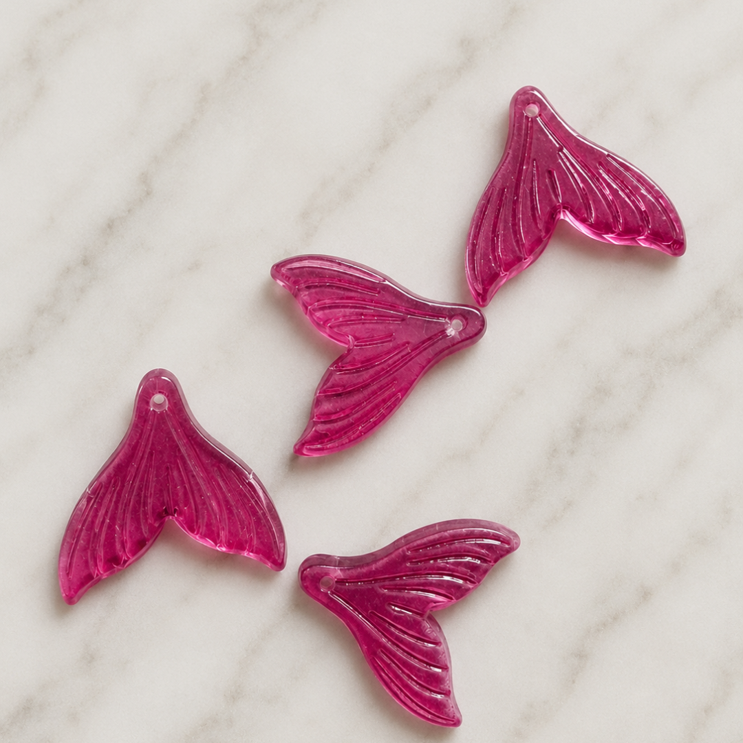 Fuchsia Mermaid Tail Glass Beads