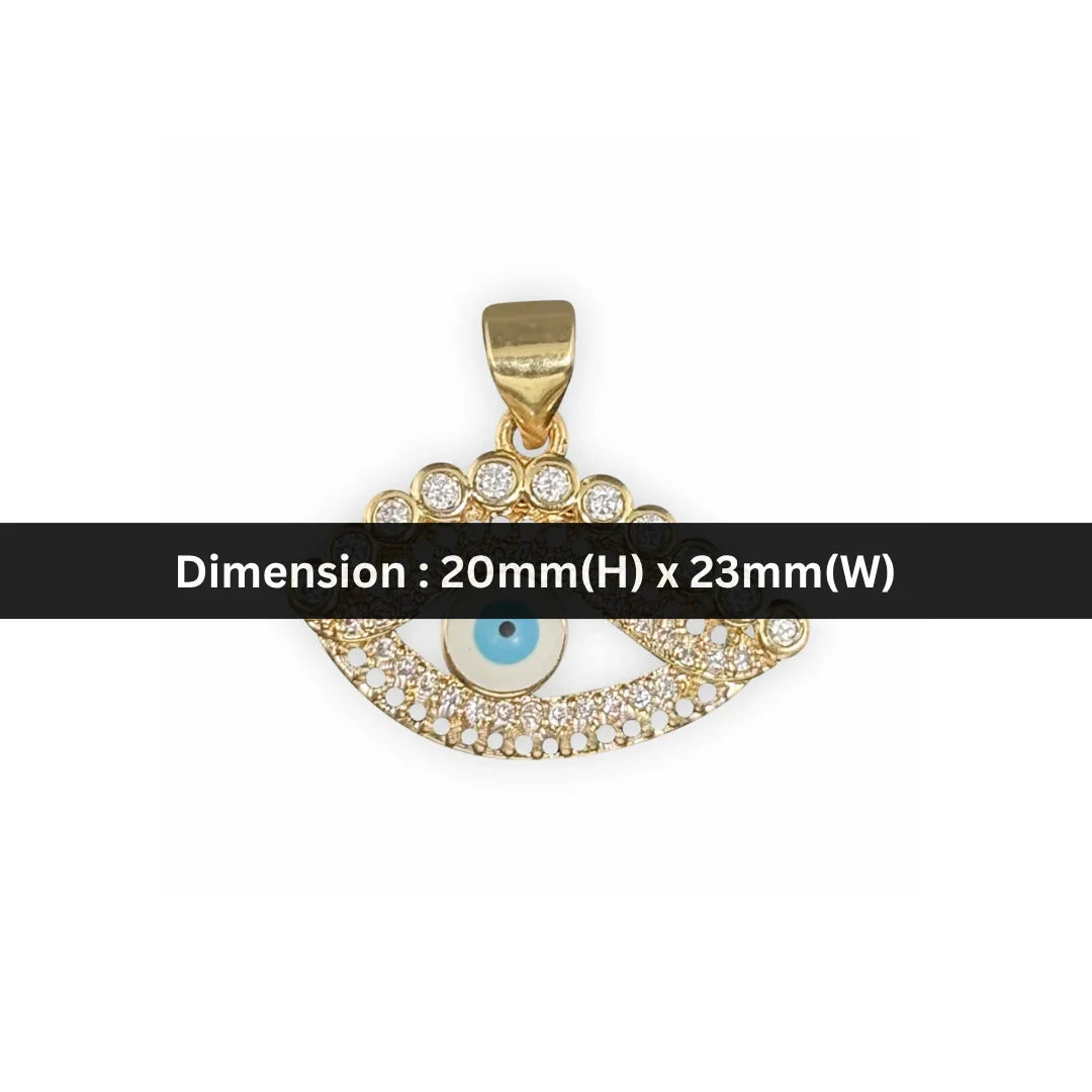 Stainless Steel | 20x23 mm | Zircon Crystal Evil Eye Pendant