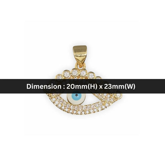 Stainless Steel | 20x23 mm | Zircon Crystal Evil Eye Pendant