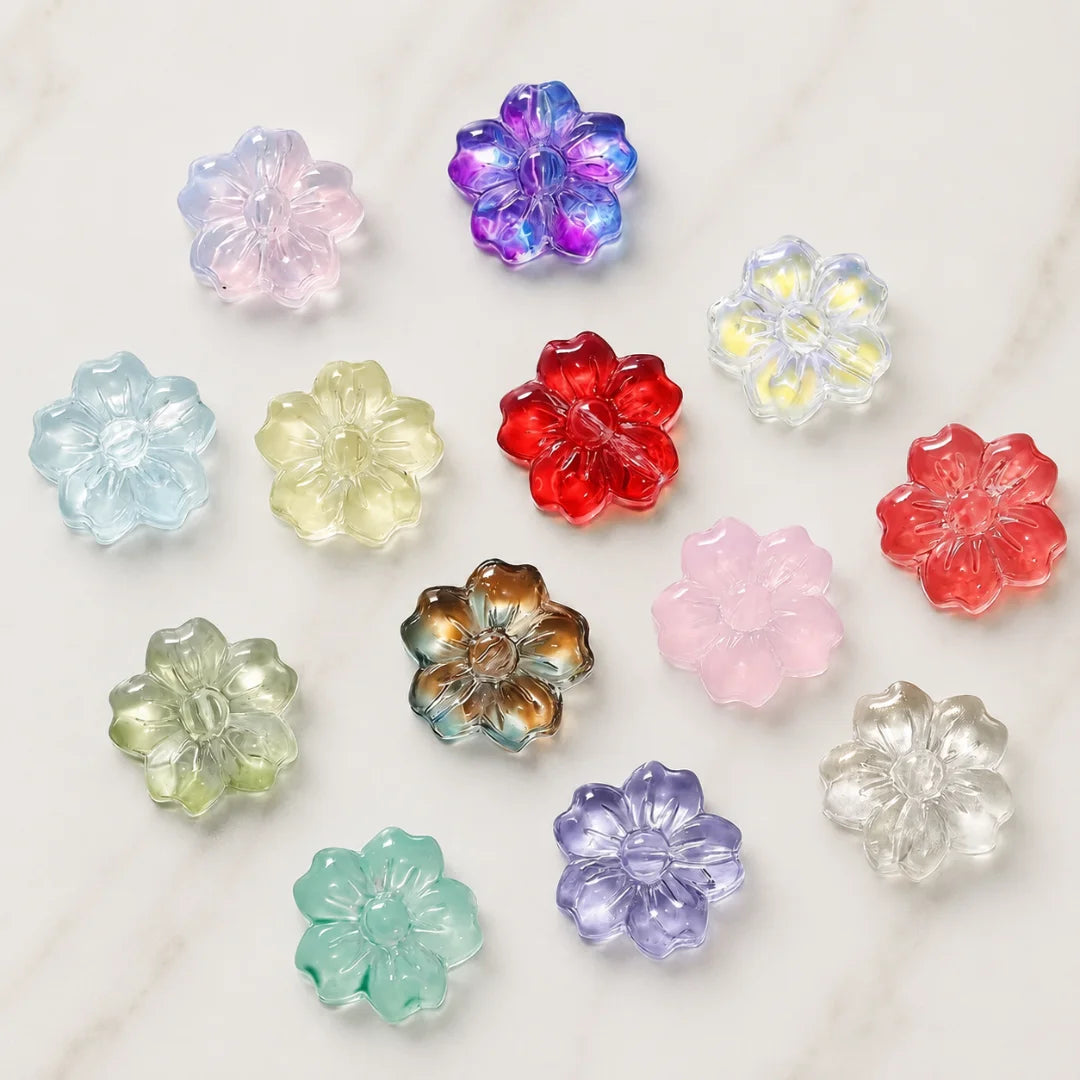 Five Petal Glass Flower Beads