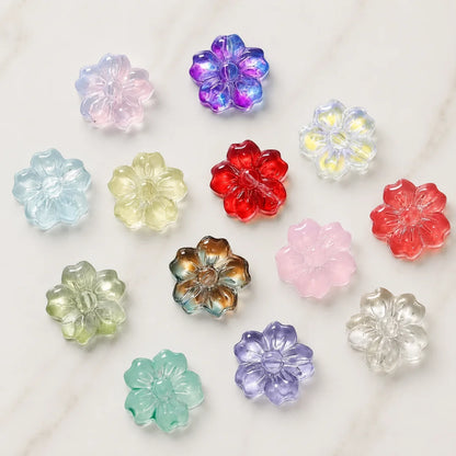 Five Petal Glass Flower Beads