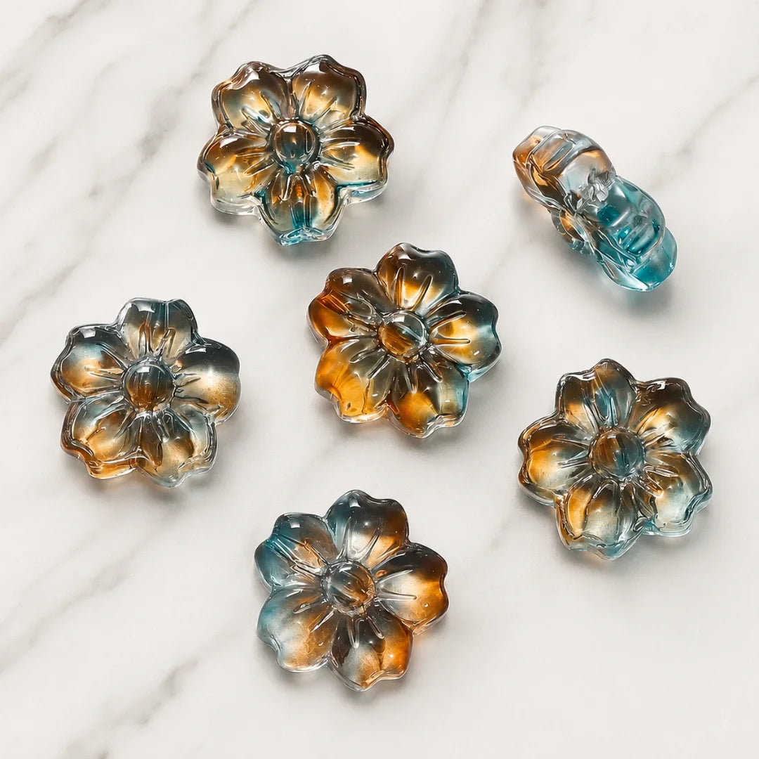 Five Petal Glass Flower Beads
