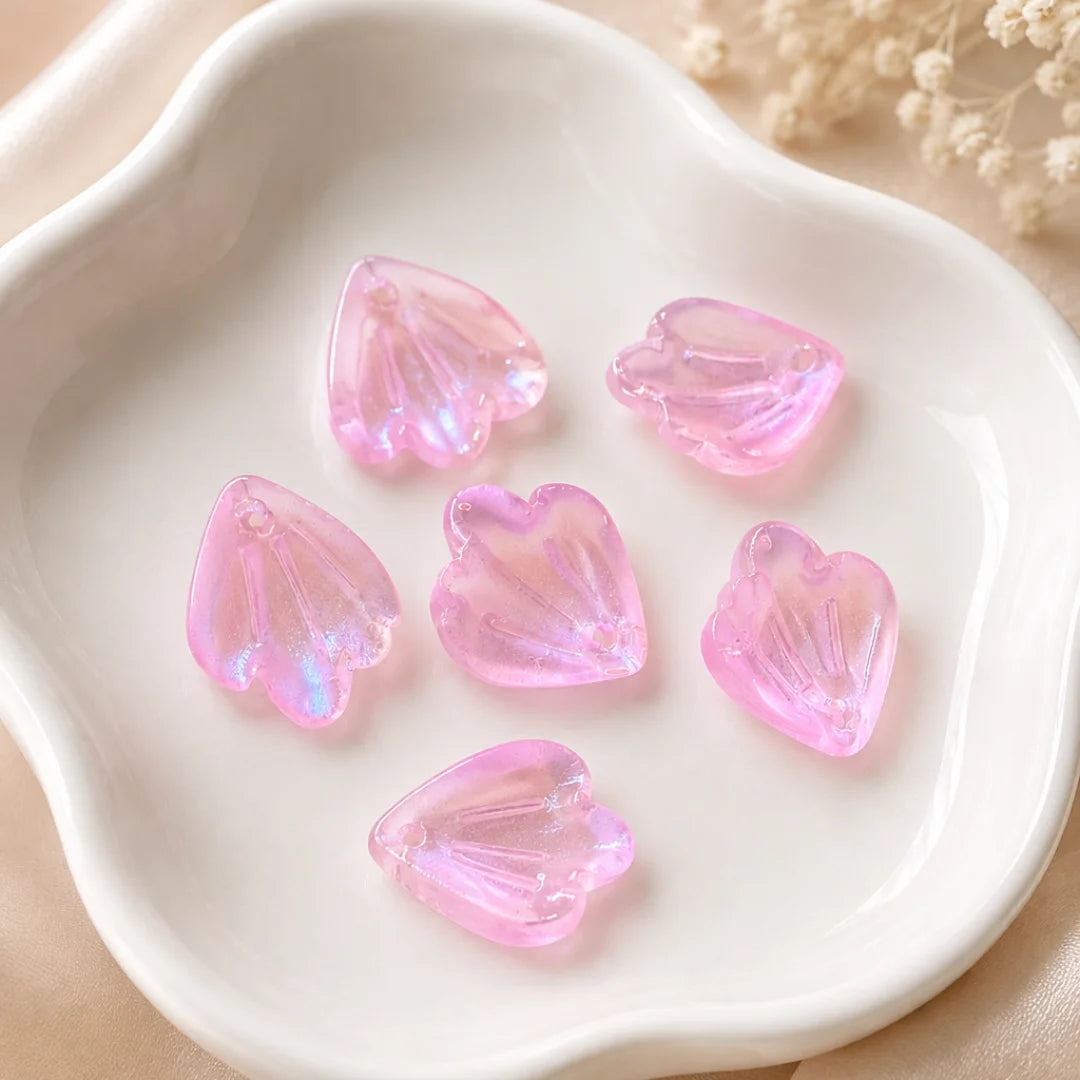 Iridescent Glass Petal Beads | 1.4x1.6 cm