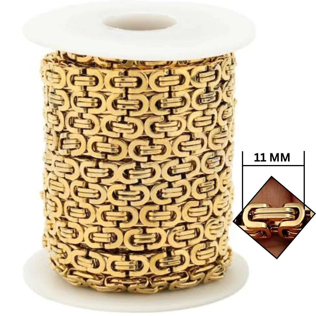 1 Ft of 316 L Stainless Steel Chain | Gold | Byzantine Chain