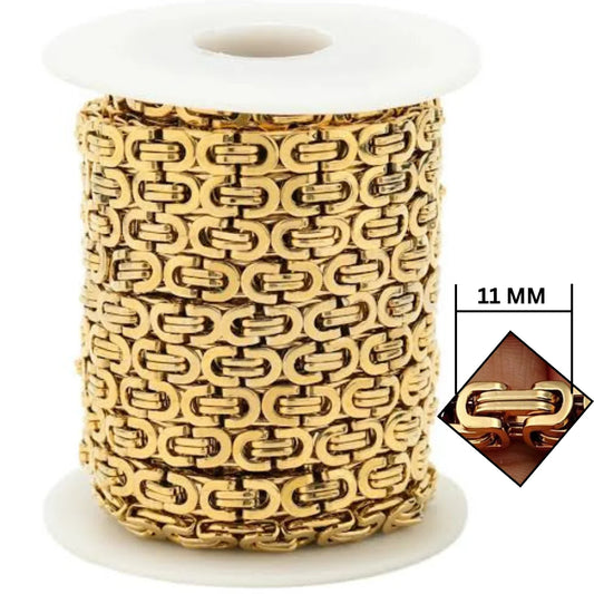 1 Ft of 316 L Stainless Steel Chain | Gold | Byzantine Chain