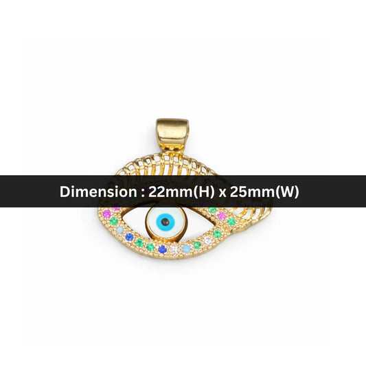 Stainless Steel | 22x25 mm | Luxe Multicolor Evil Eye Pendant