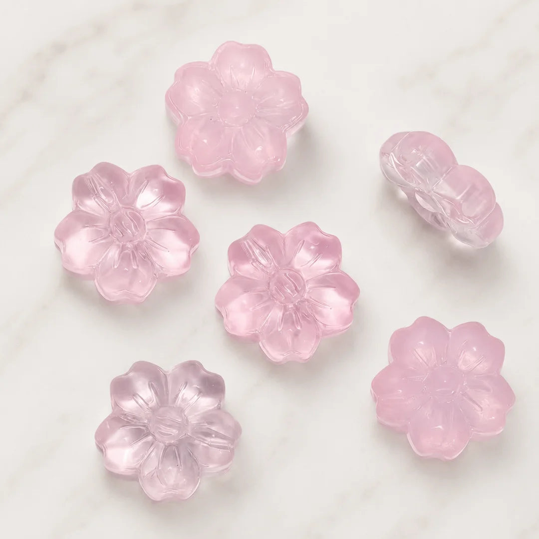 Five Petal Glass Flower Beads