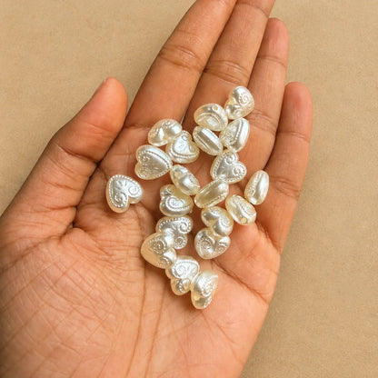 White Heart Shape Beads