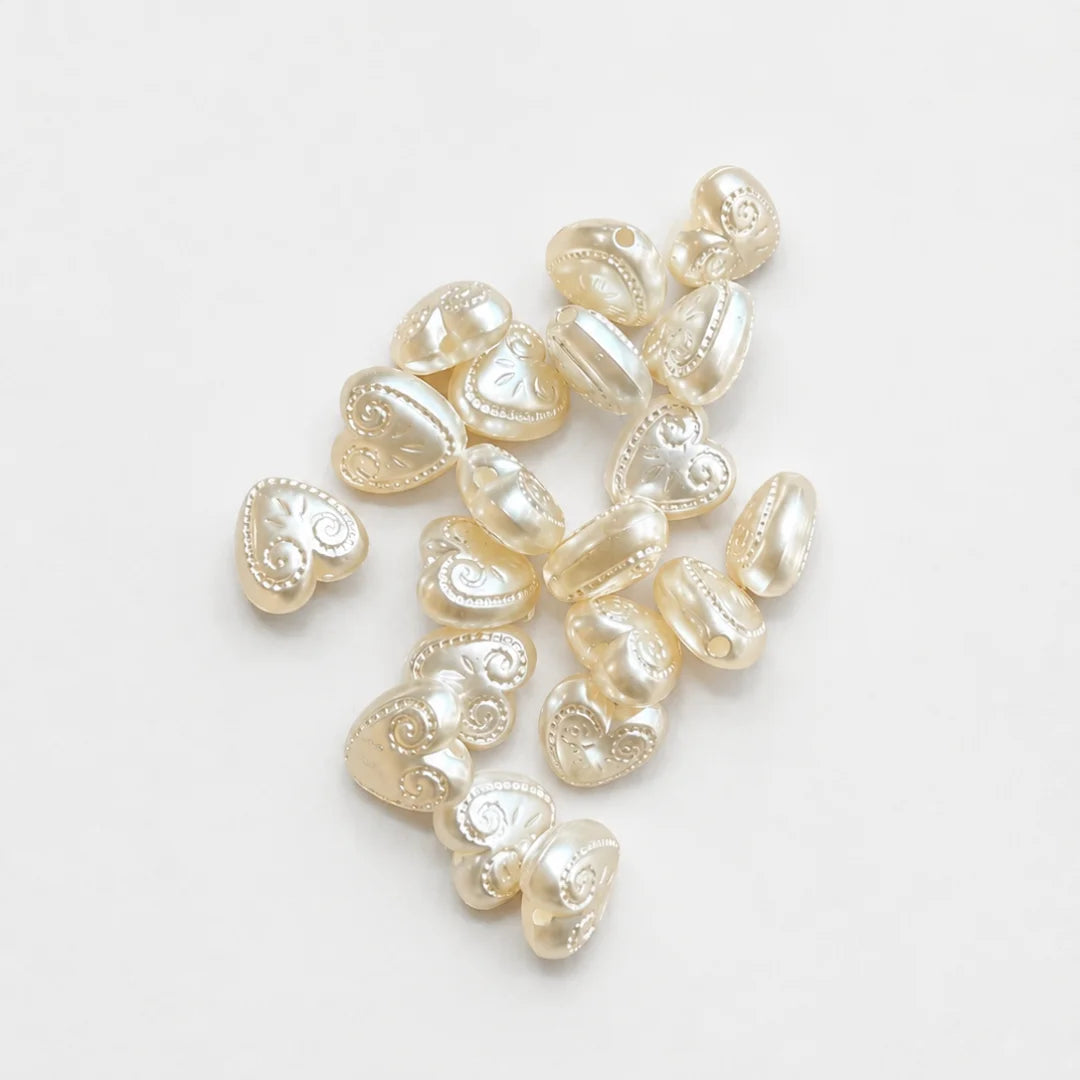 White Heart Shape Beads